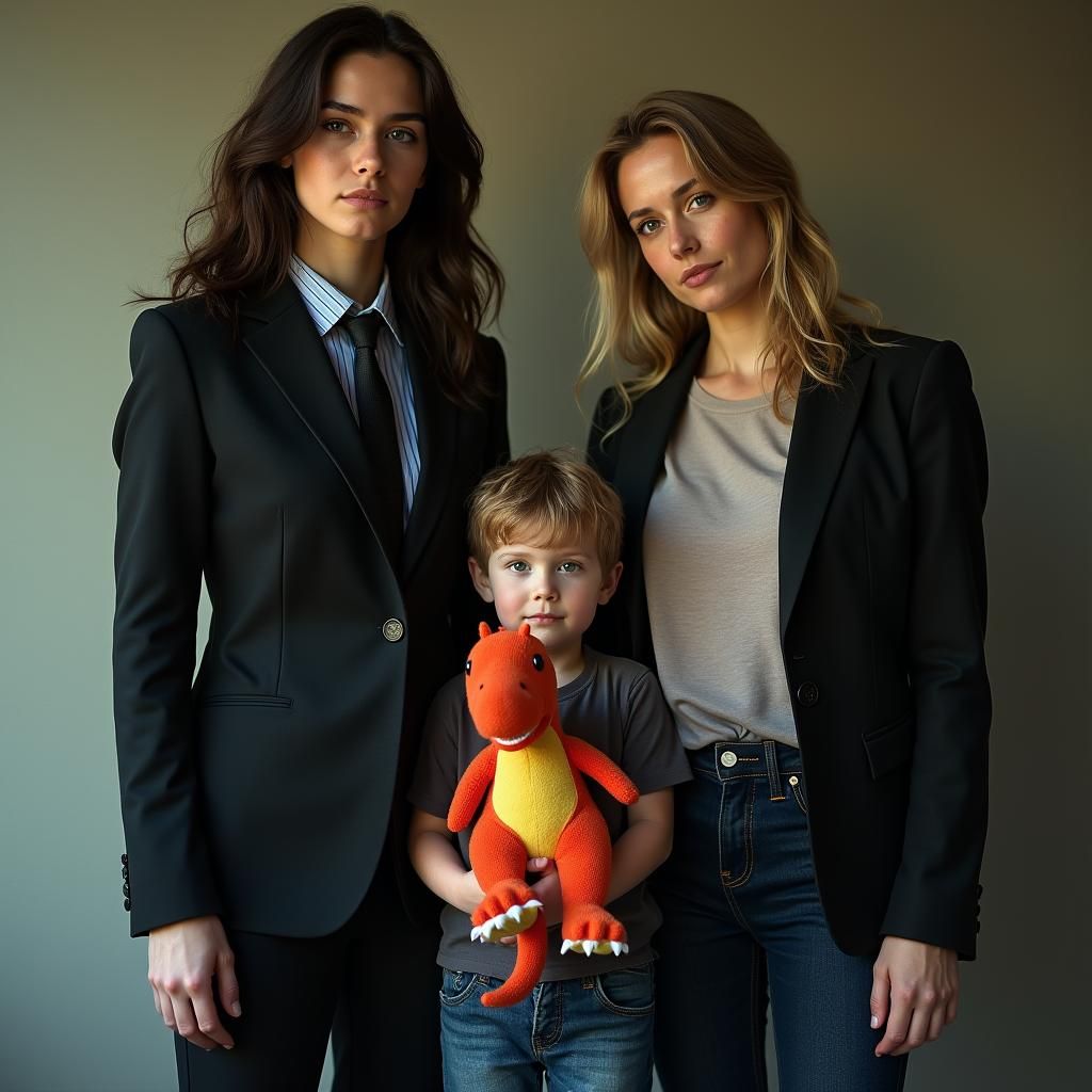 Cinematic Portrait of Two Women and a Child