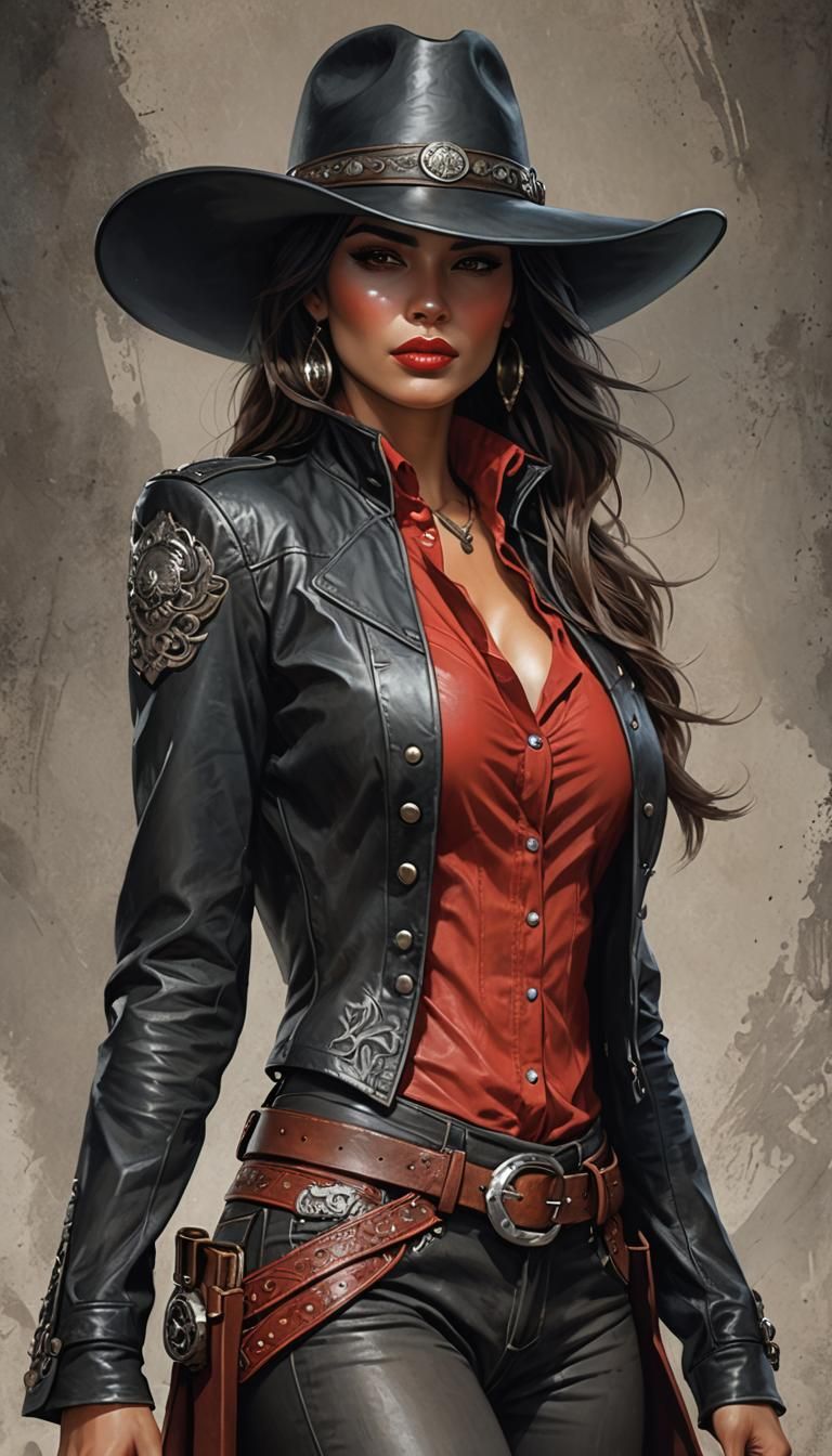 Gorgeous Gunslinger Portrait in Hyperdetailed Digital Art