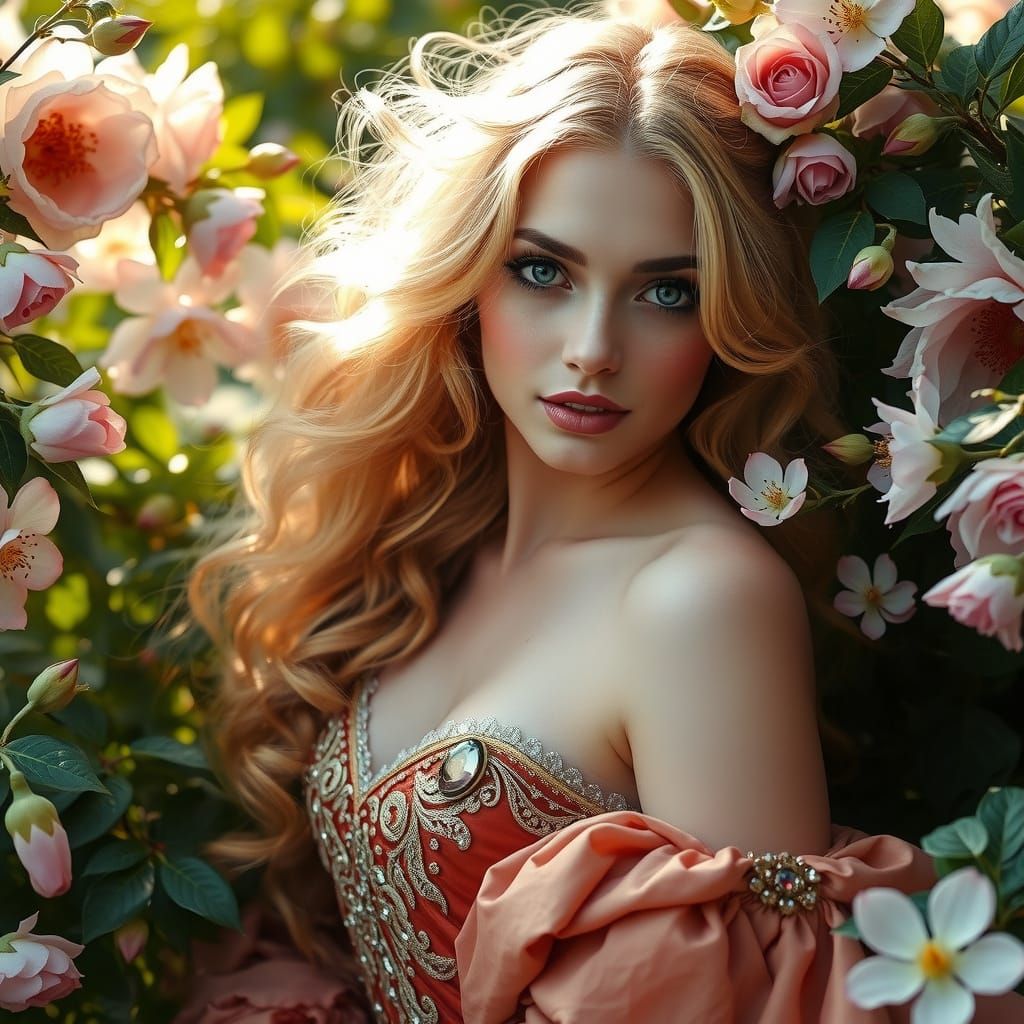 Ethereal Beauty in a Dreamlike Pre-Raphaelite Landscape