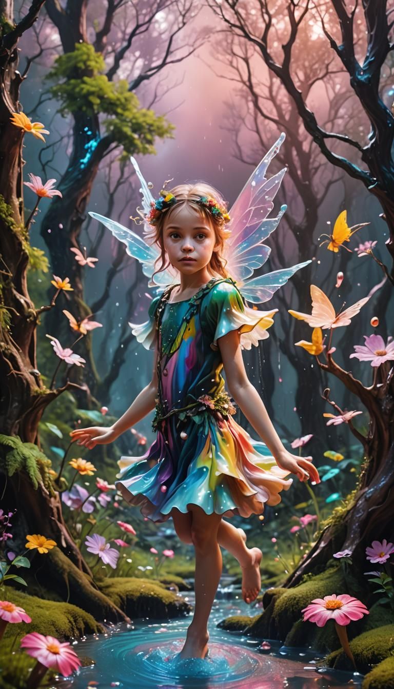 Psychedelic Fairy in Melting Magical Woods