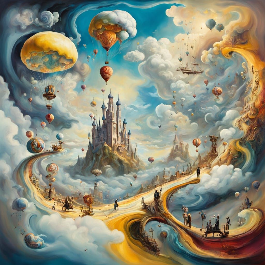 Surreal Oil Painting of Swirling Typography in Ethereal Ligh...