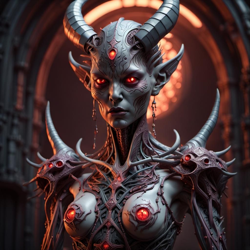 Intricate Female Demon of Insincerity Artwork