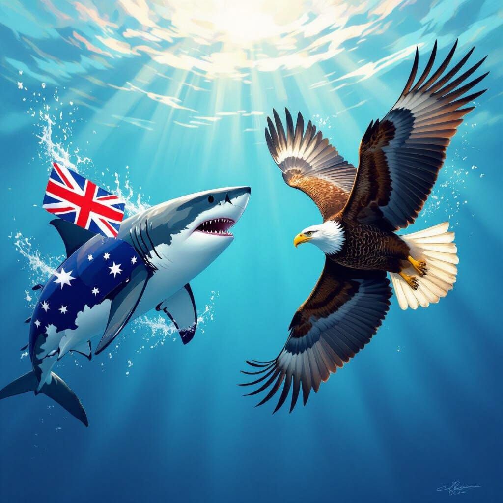 Shark & Eagle Symbolizing Australia and USA