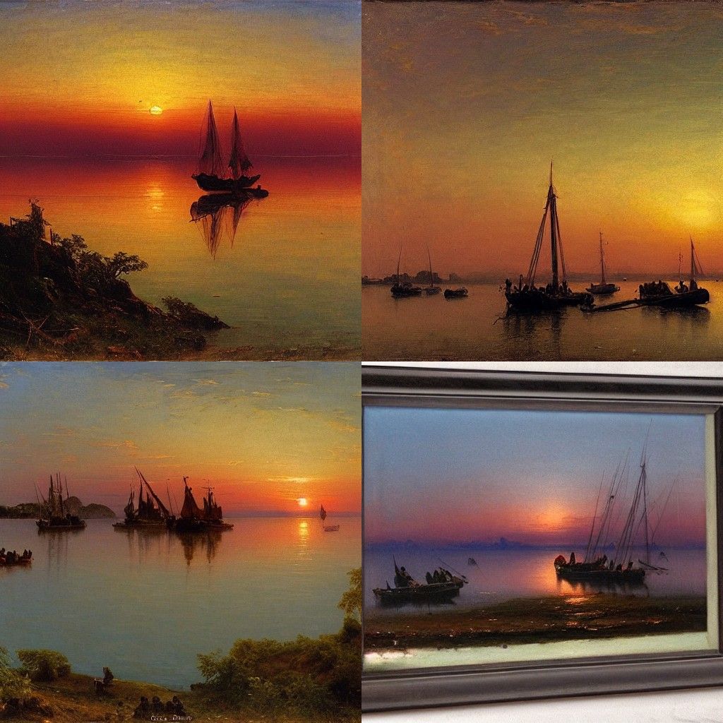 Boats at Dusk in Luminist Style