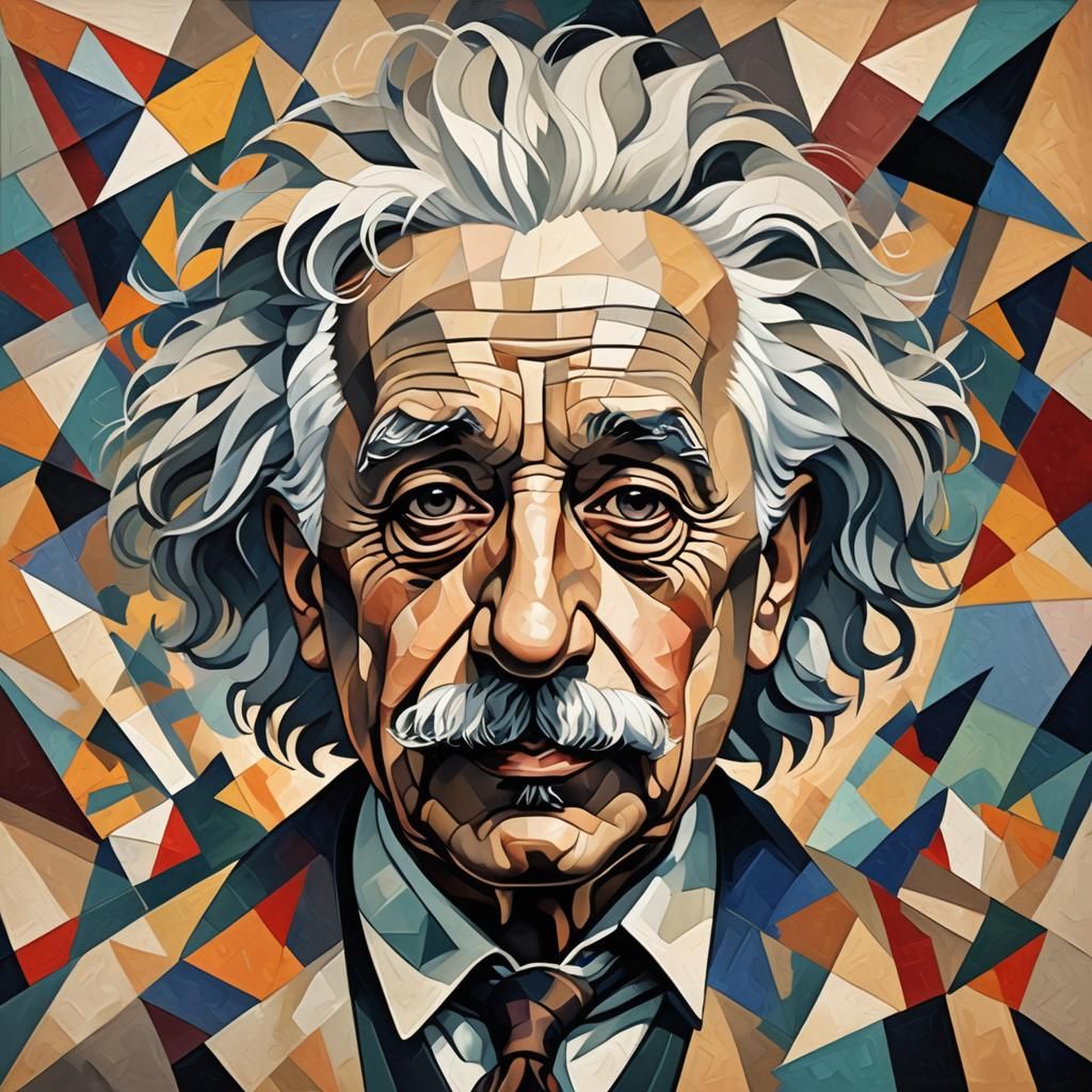 Einstein Portrait in Cubist Art Deco Style