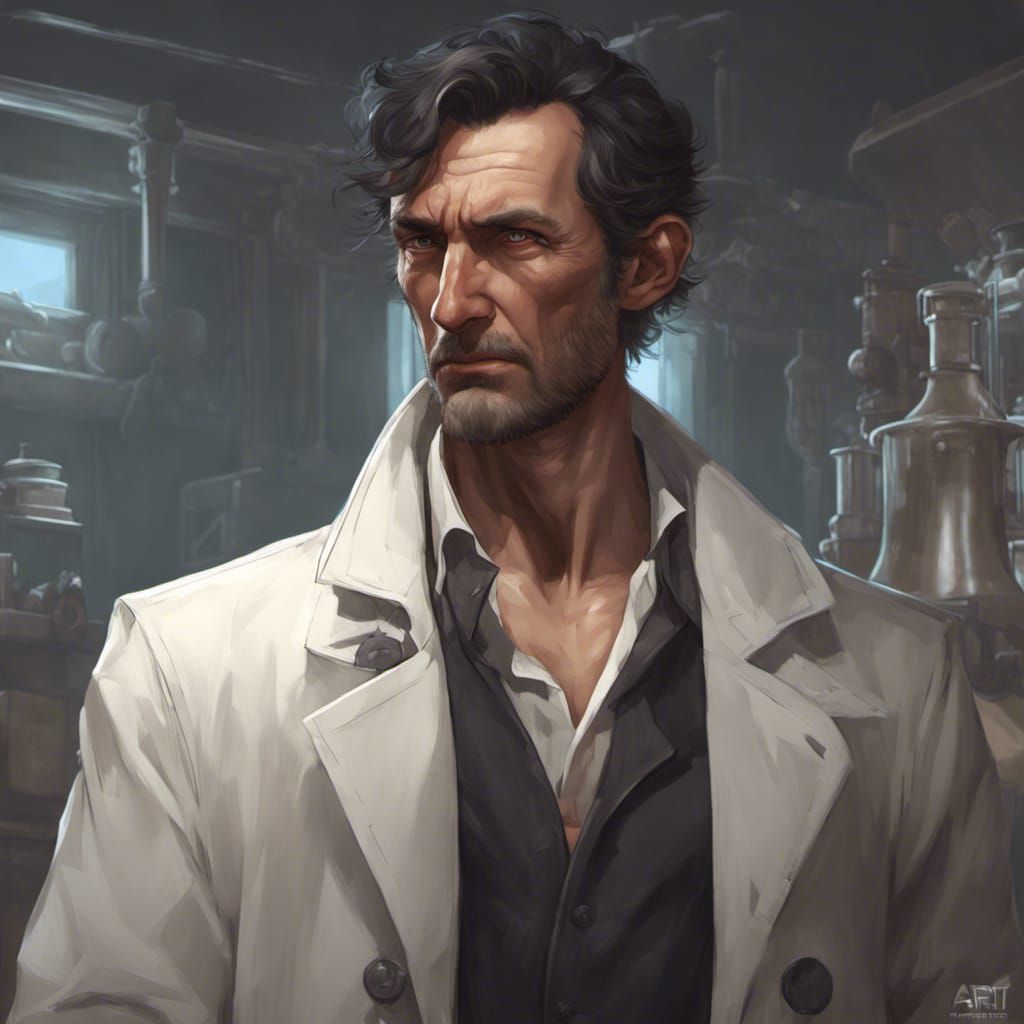 Malnourished Man Portrait in Hyperdetailed Digital Art