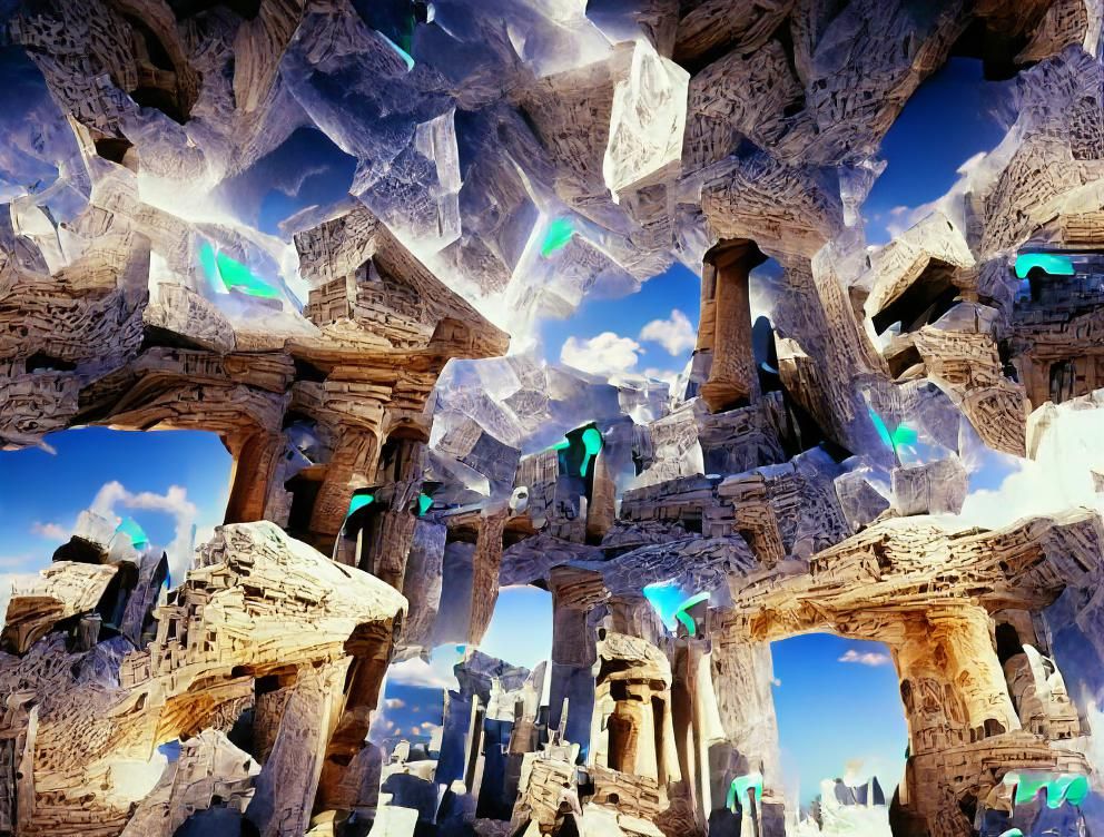 Holographic Crystal City Ruins in the Sky