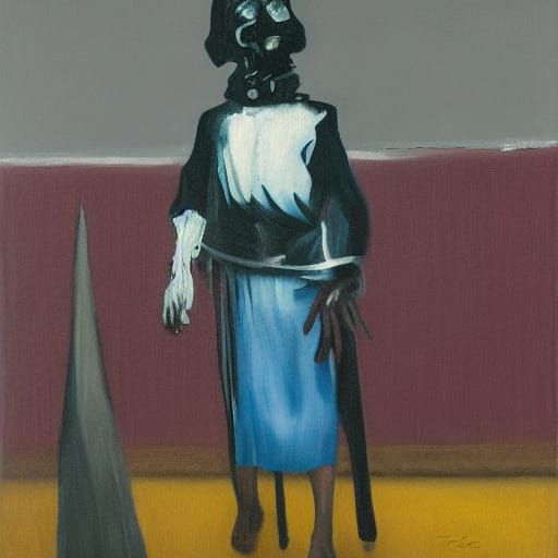 Surreal Oil Painting of Tormented Woman in Asylum