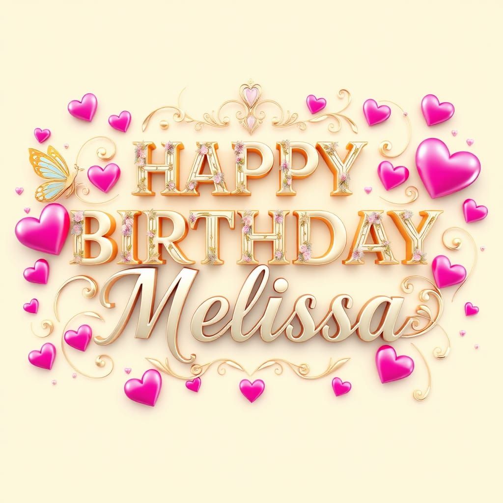Happy Birthday Melissa Digital Art in Opulent Style