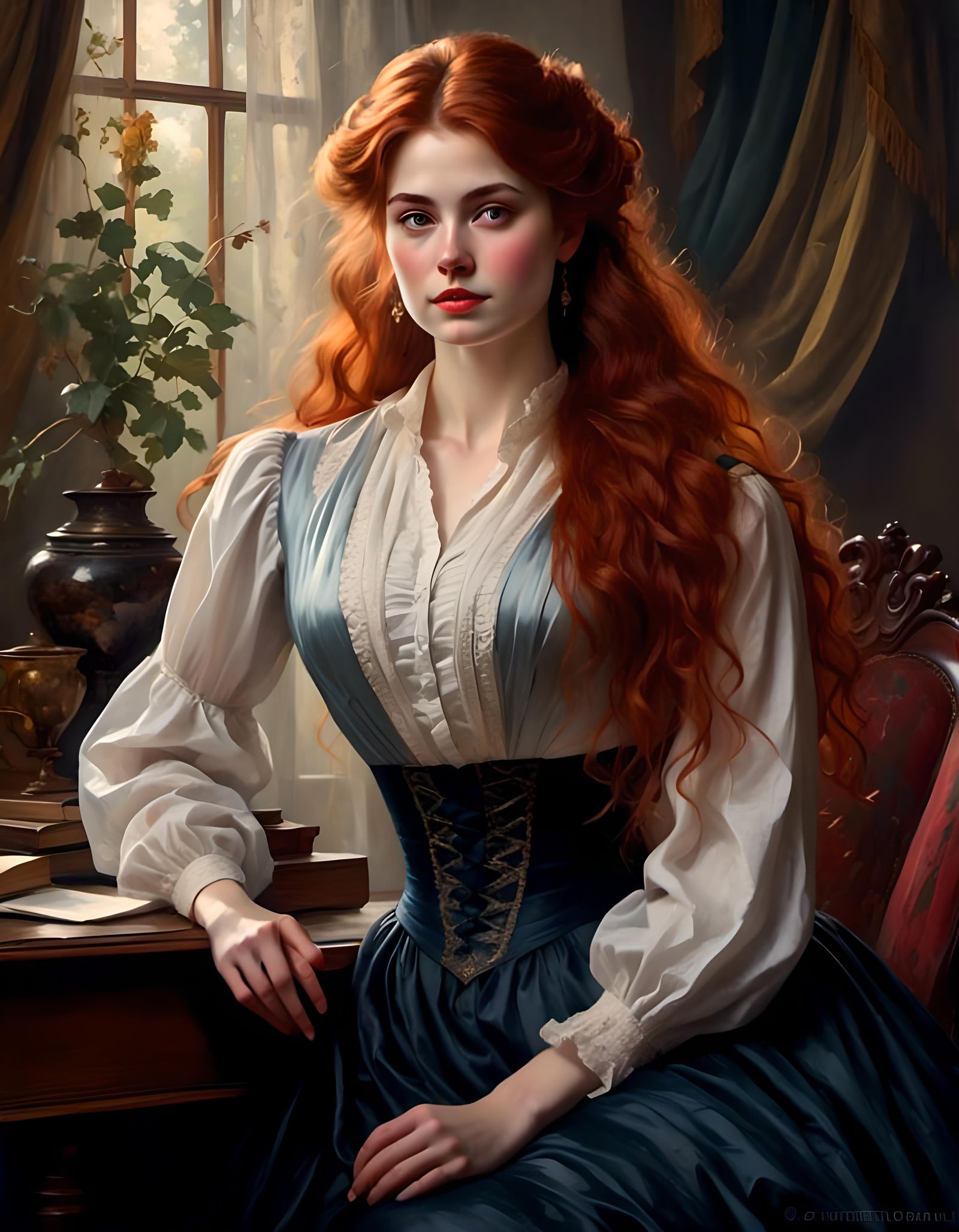 Victorian Woman Portrait with Mystical Fantasy Style