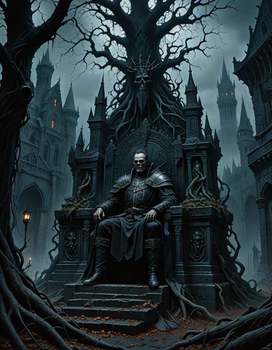 Gothic Emperor Surrounded by Dark Castle Majesty