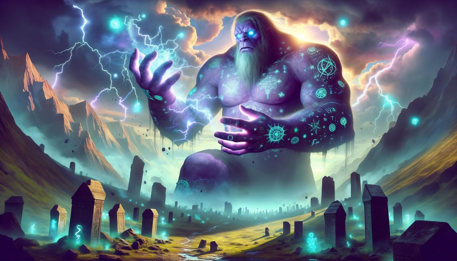 Eldritch Giant Channels Arcane Energy on Mountaintop