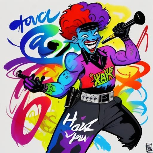 Colorful Cartoon Ink Calligraphy Sketch