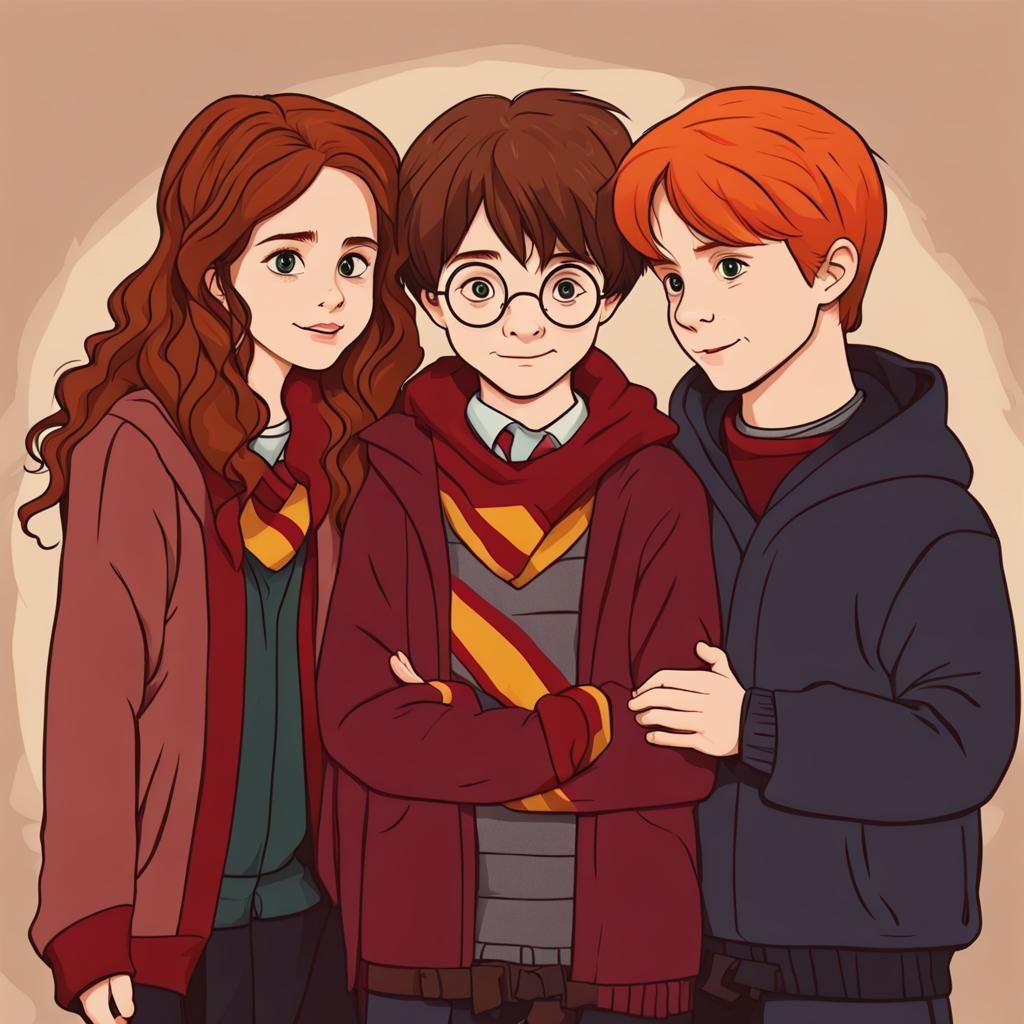 Harry Potter, Hermione, and Ron: A Cozy Trio