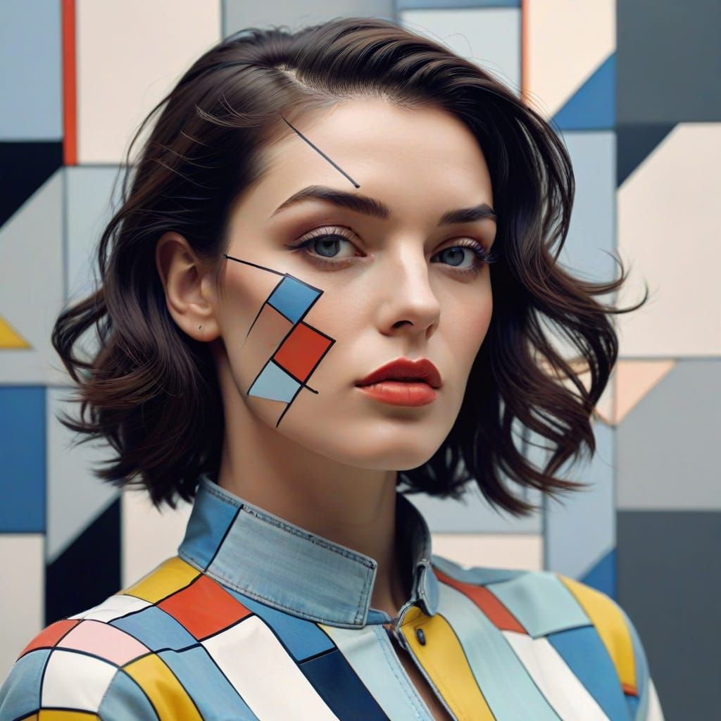 Cubist Glitch Art of 1950s Pin-Up Woman