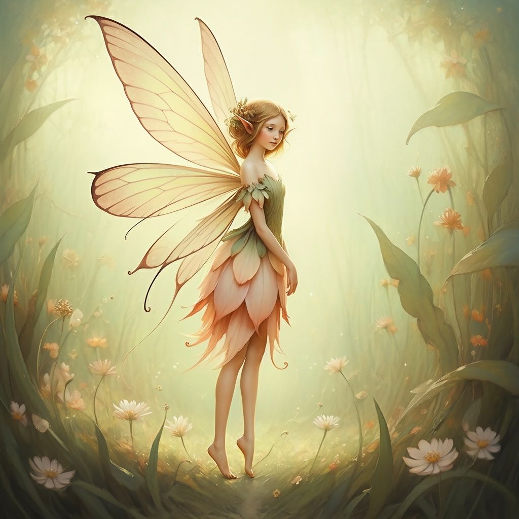 Ethereal Fairy in Lush Meadow: Fantasy Art