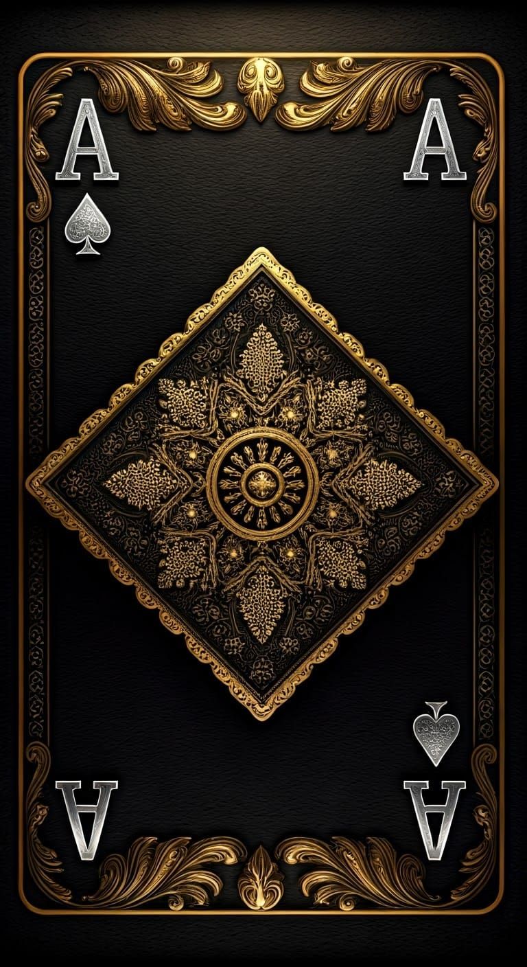 Metallic Ace Playing Card with Intricate Snowflake Icon