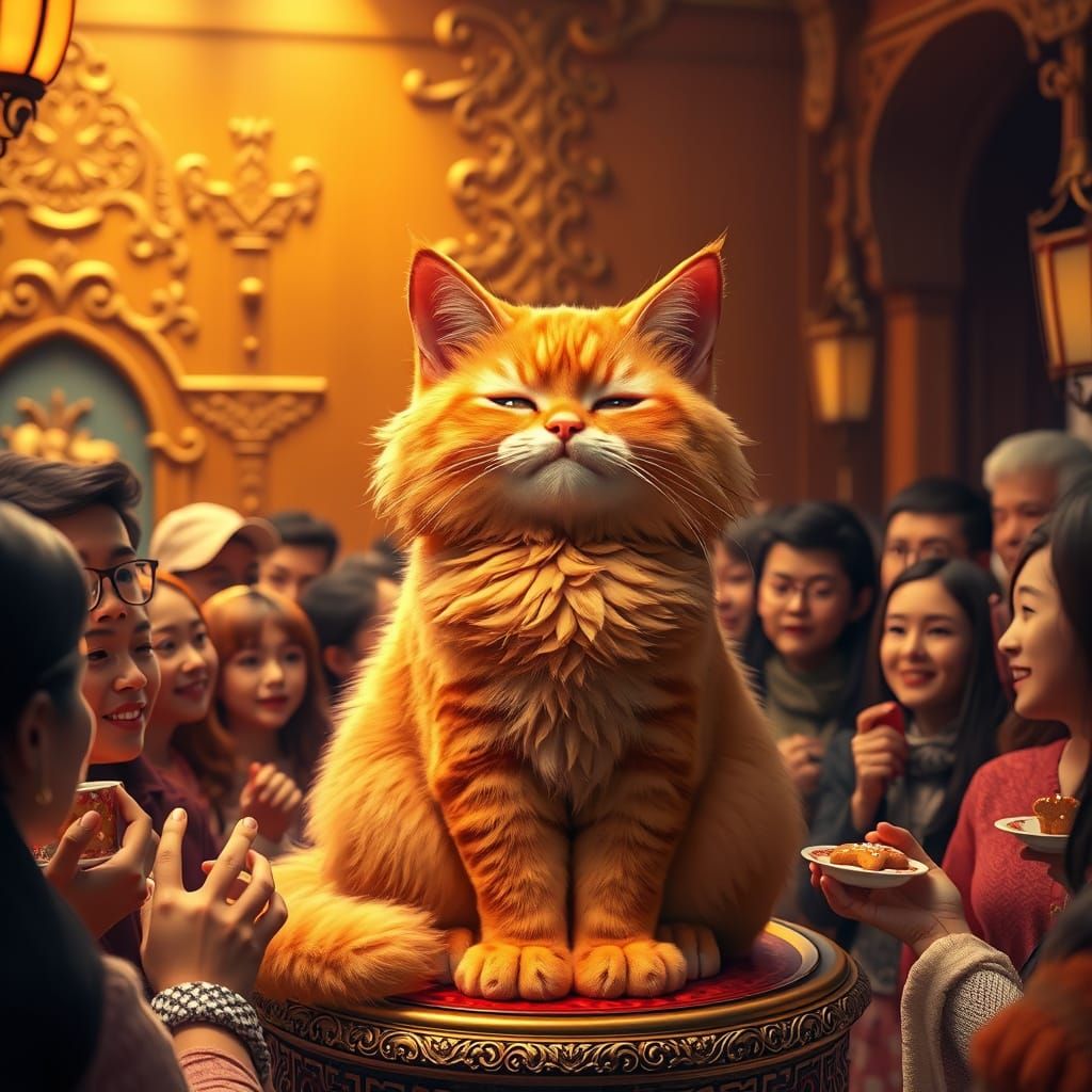 Majestic Orange Cat in Whimsical 3D Style