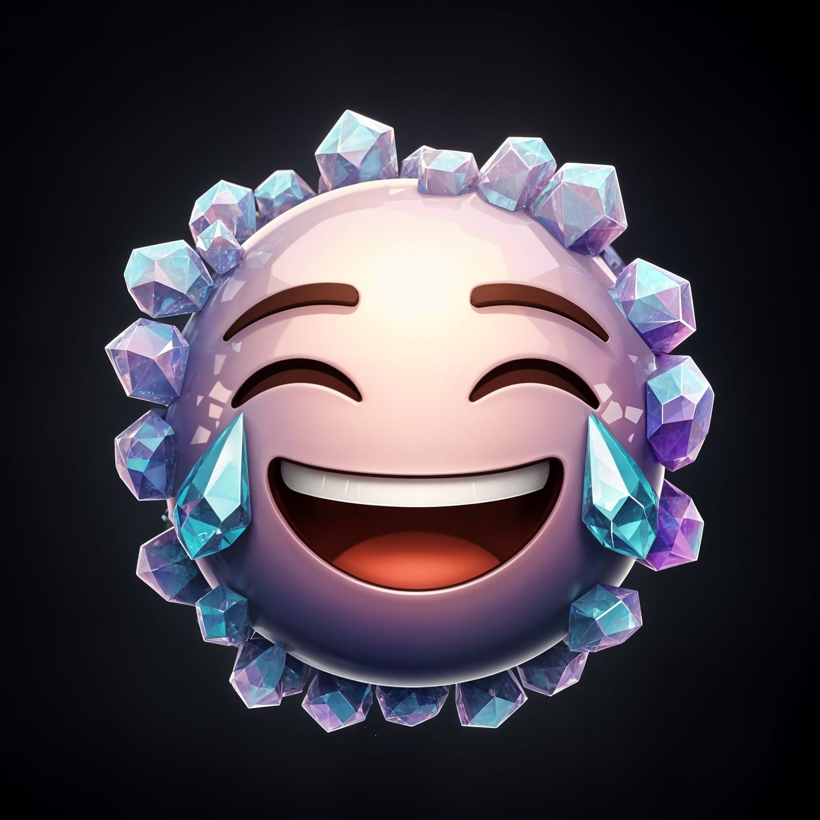 Crystal shard laughing emoji (with crystal tears of joy)
