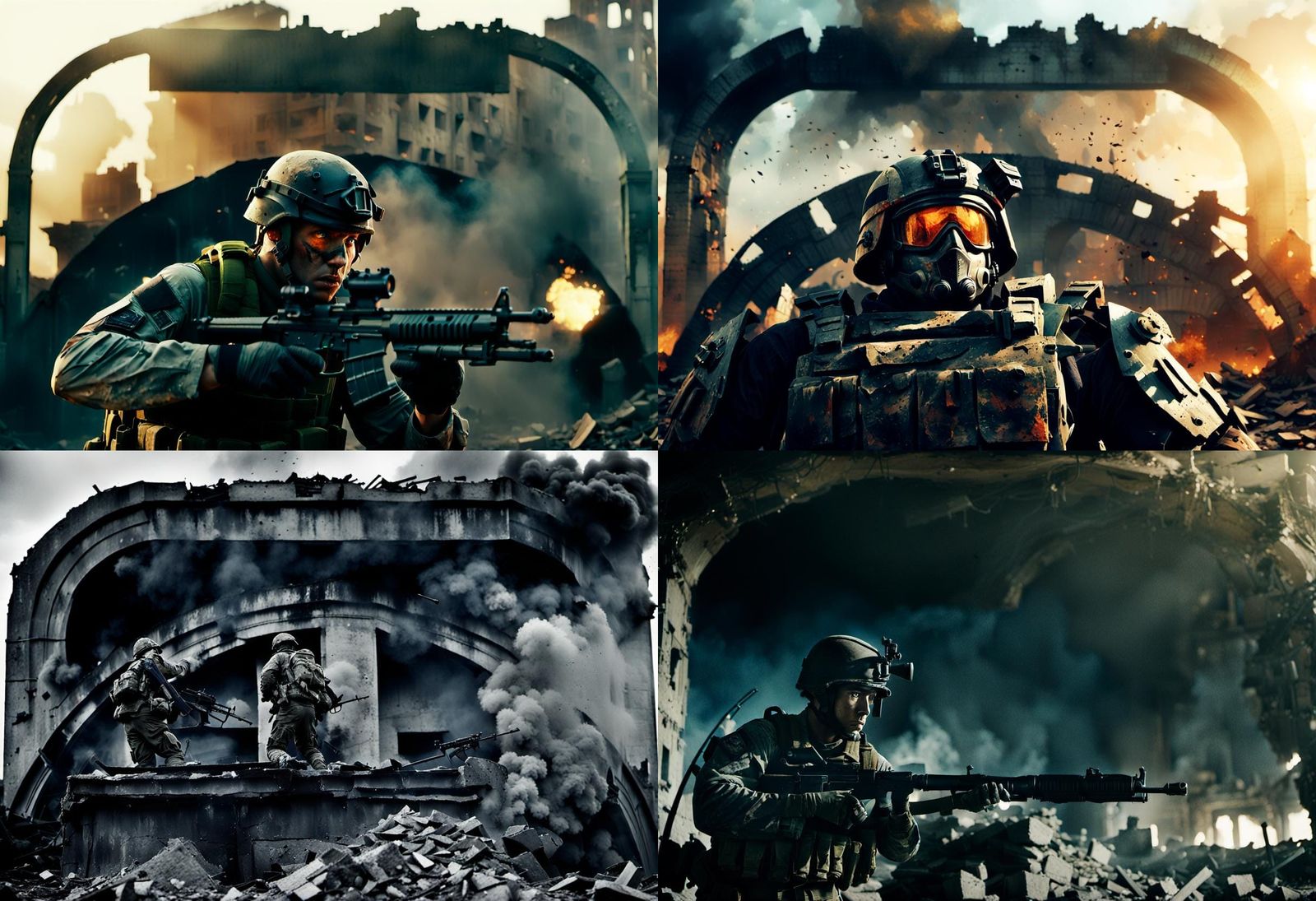 Soldier Engaged in Intense War with Enemy