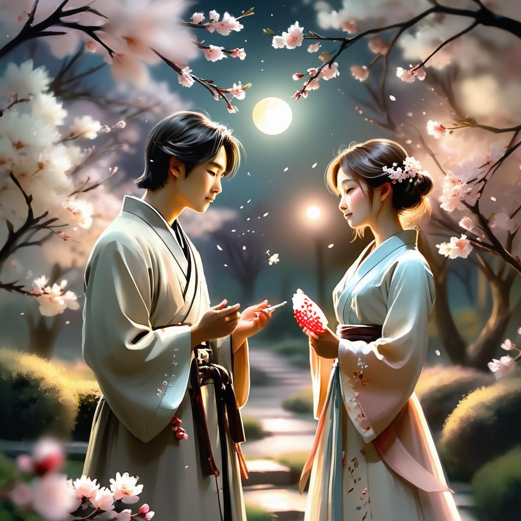 Poignant Garden Scene in Whimsical Fantasy Style