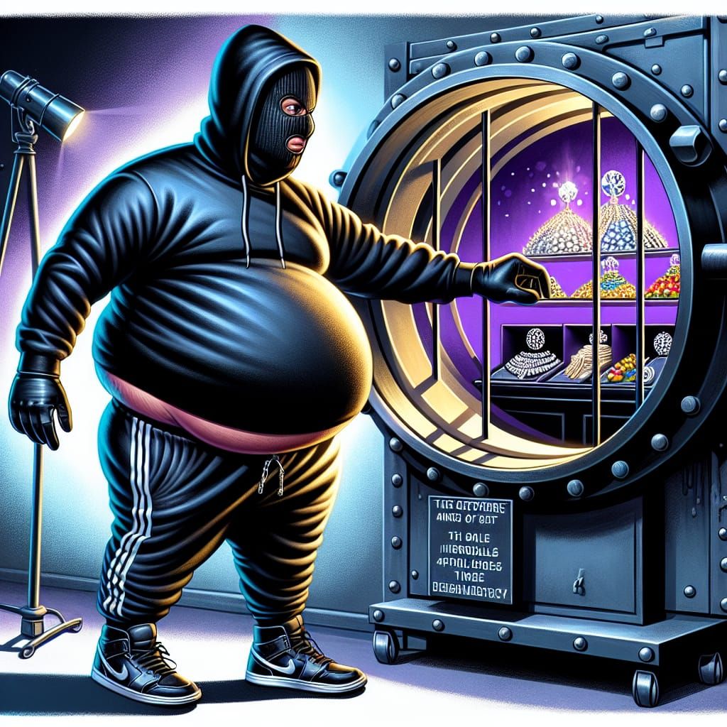 Create a vibrant, cartoon-style depiction of a big belly 25-year-old man with a chubby and out of shape build. He is wea...