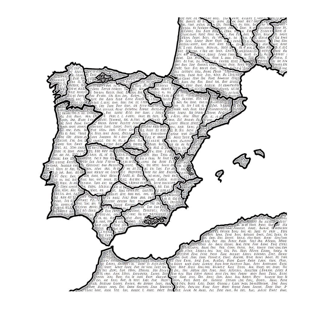 Calligram Art: Spain Map Formed by Text