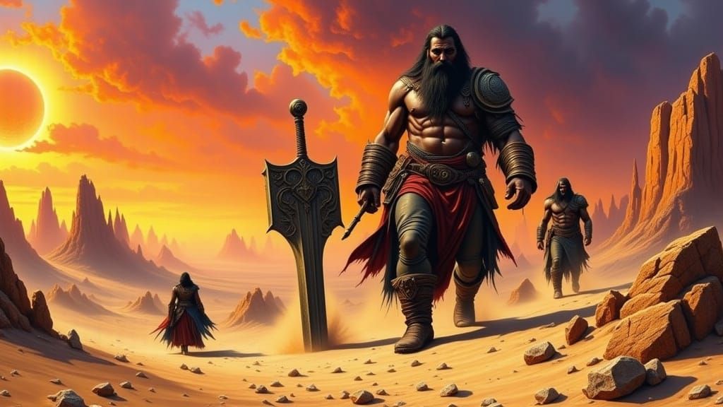 Mighty Bearded Giant Engages Nomadic Tribes in Turbulent Sun...