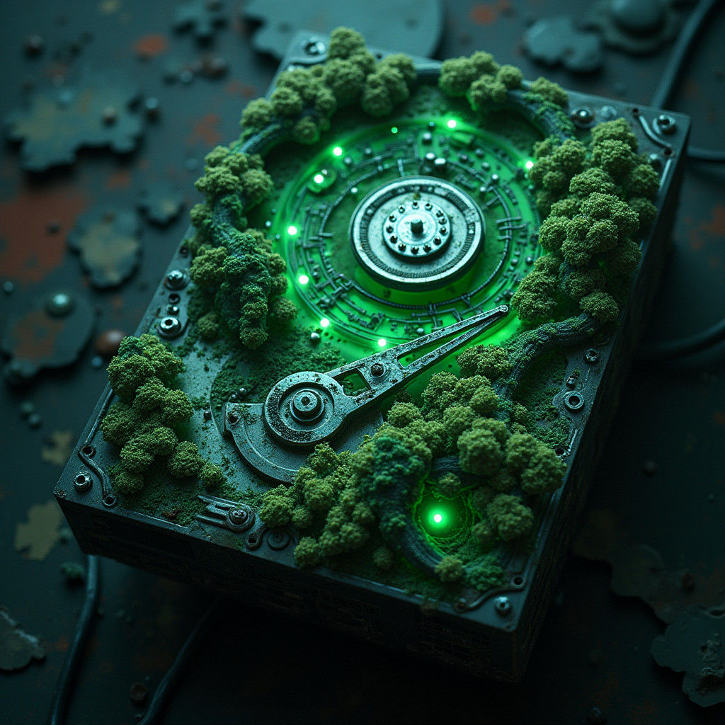 Decaying Tech: Fungus Horror in Bioluminescent Lab