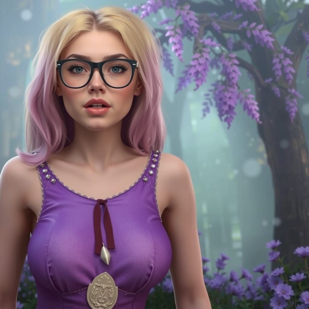 Blonde Woman in Purple Dress: Fantasy Concept Art