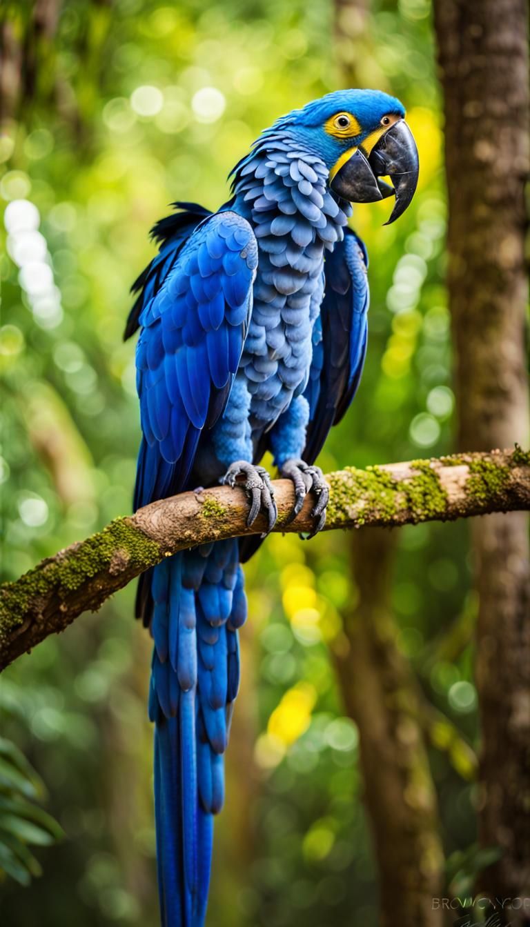 Wild Brazilian hyacinth macaw, also known as blue macaw