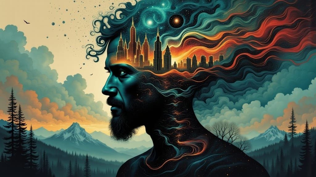 Fractal Faced Man Dreamscape