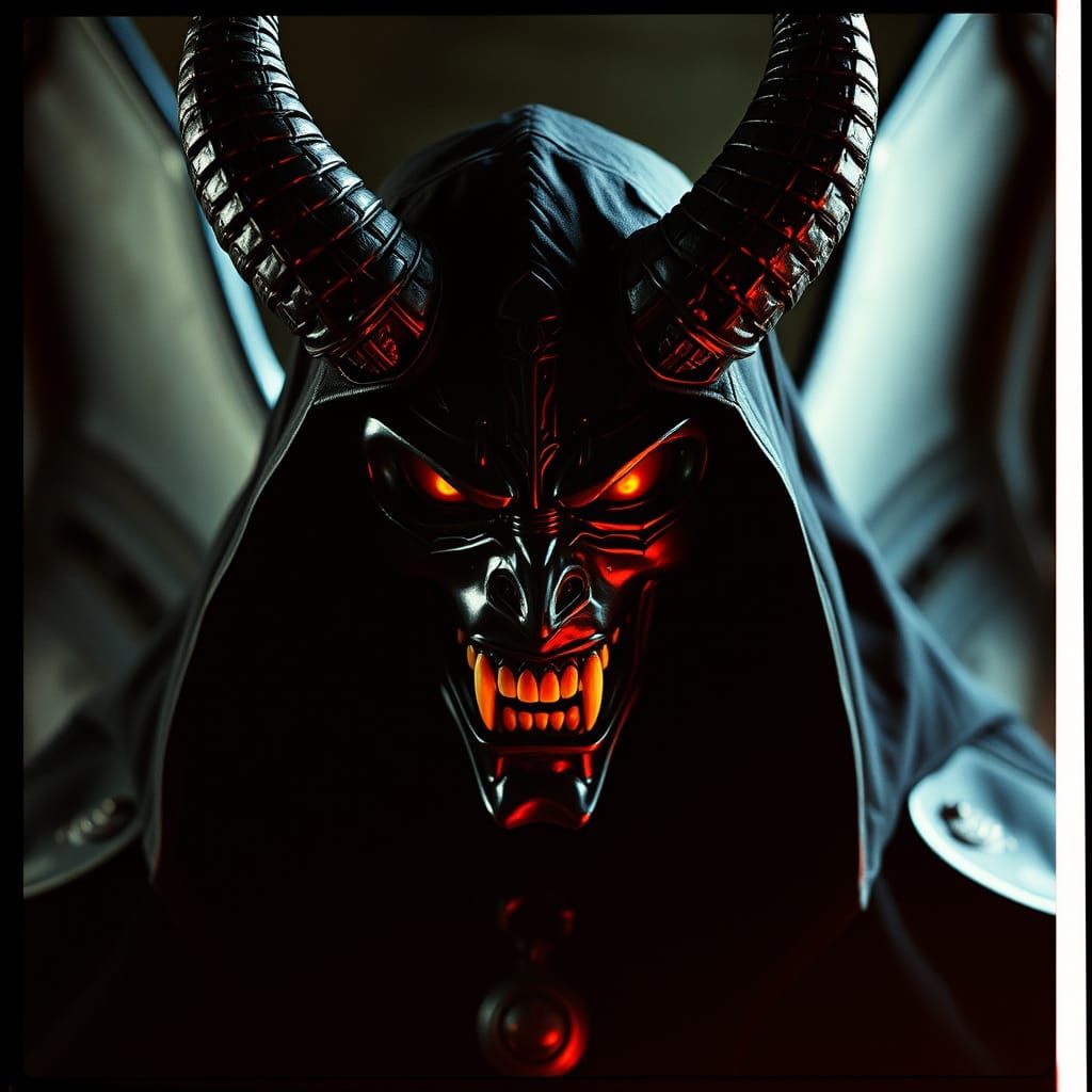 Cinematic Black Masked Demon with Trident