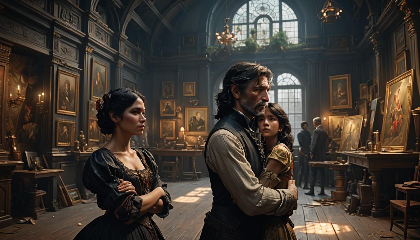 Artist and Model in Studio: Dark Fantasy Art