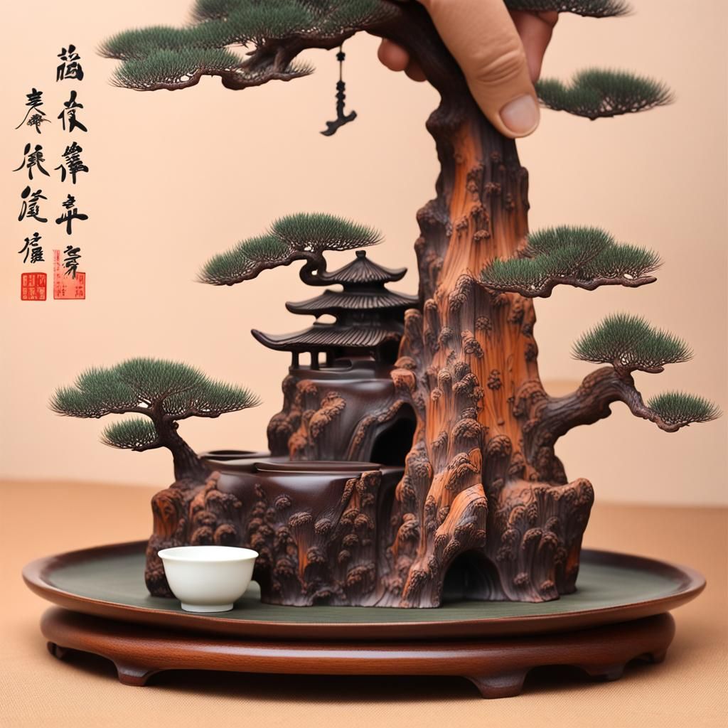 Tang Dynasty Ink Painting: Tea Time Under Pine