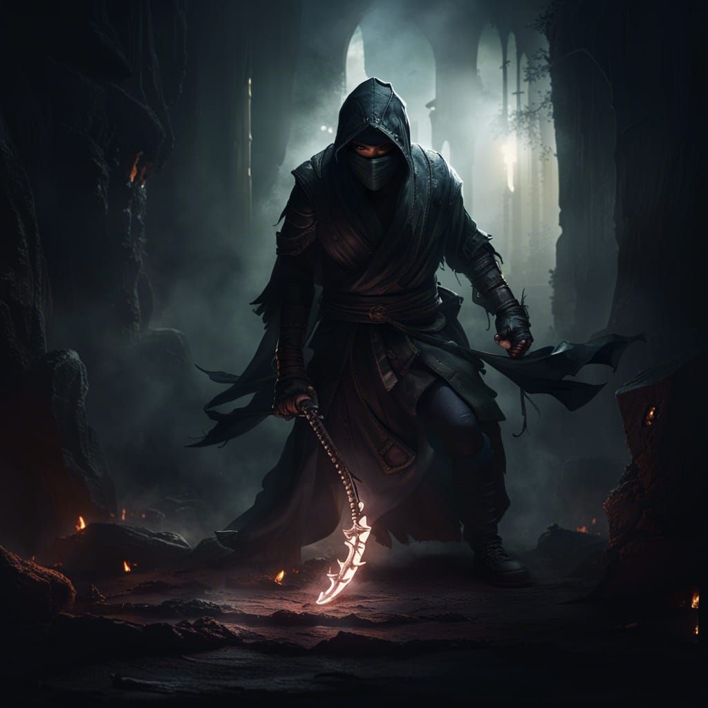 Mysterious Ninja in Dark Fantasy World