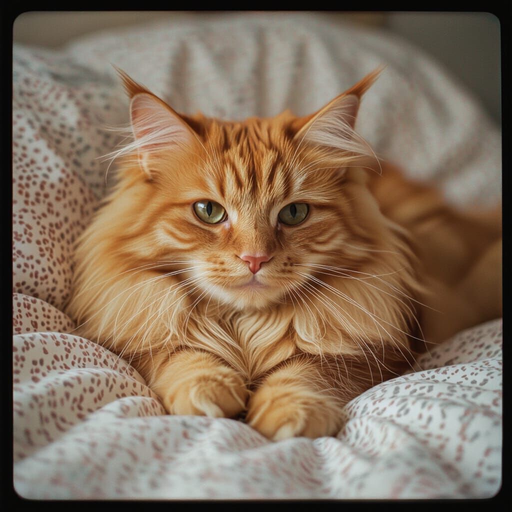 Fluffy Red Cat-Dog in Cinematic Film Style