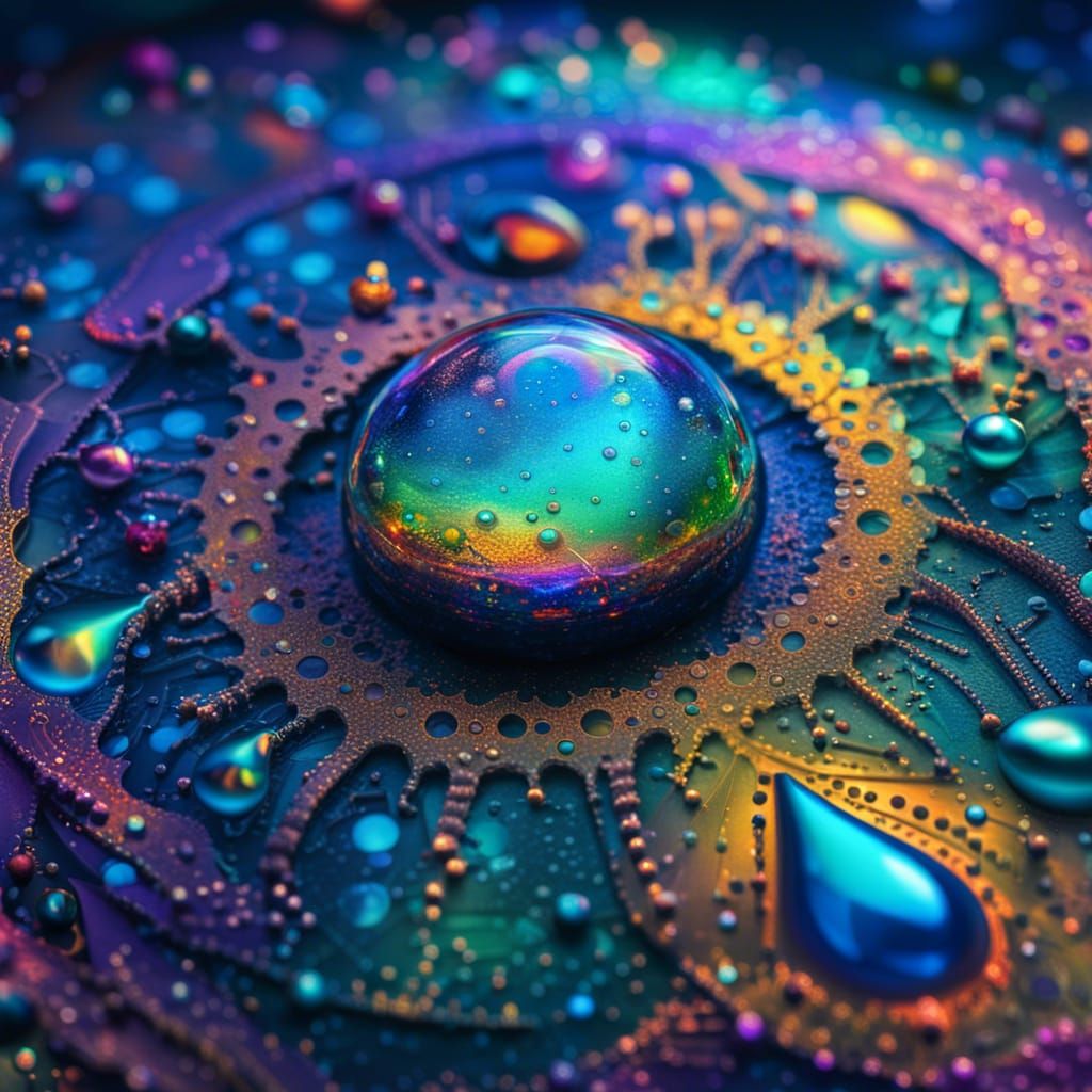 Iridescent Dew Drop: Holographic Cosmic Illustration