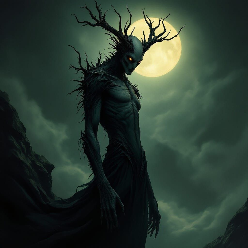 Ethereal Dark Fey with Jagged Antlers