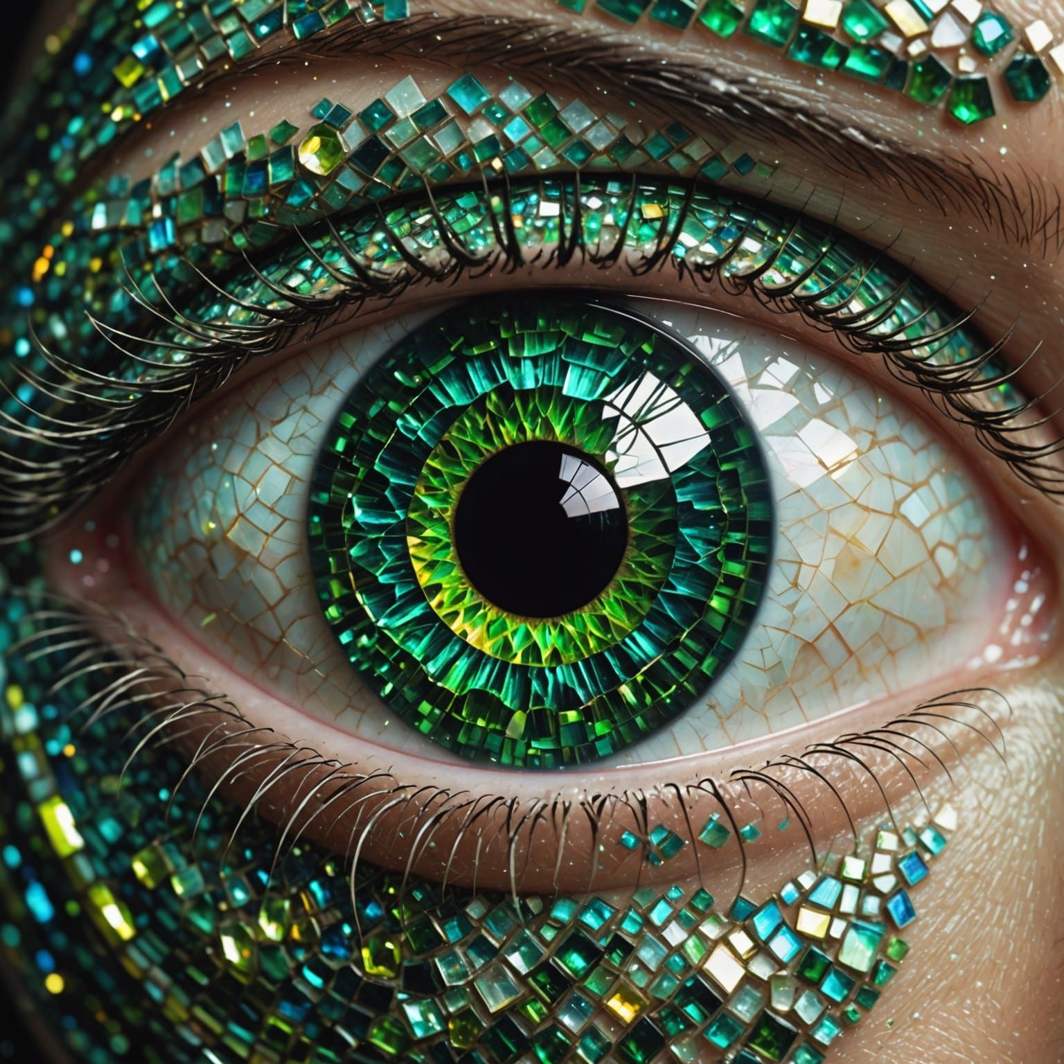 Hyperrealistic Emerald Eye Shines Like a Celestial Body