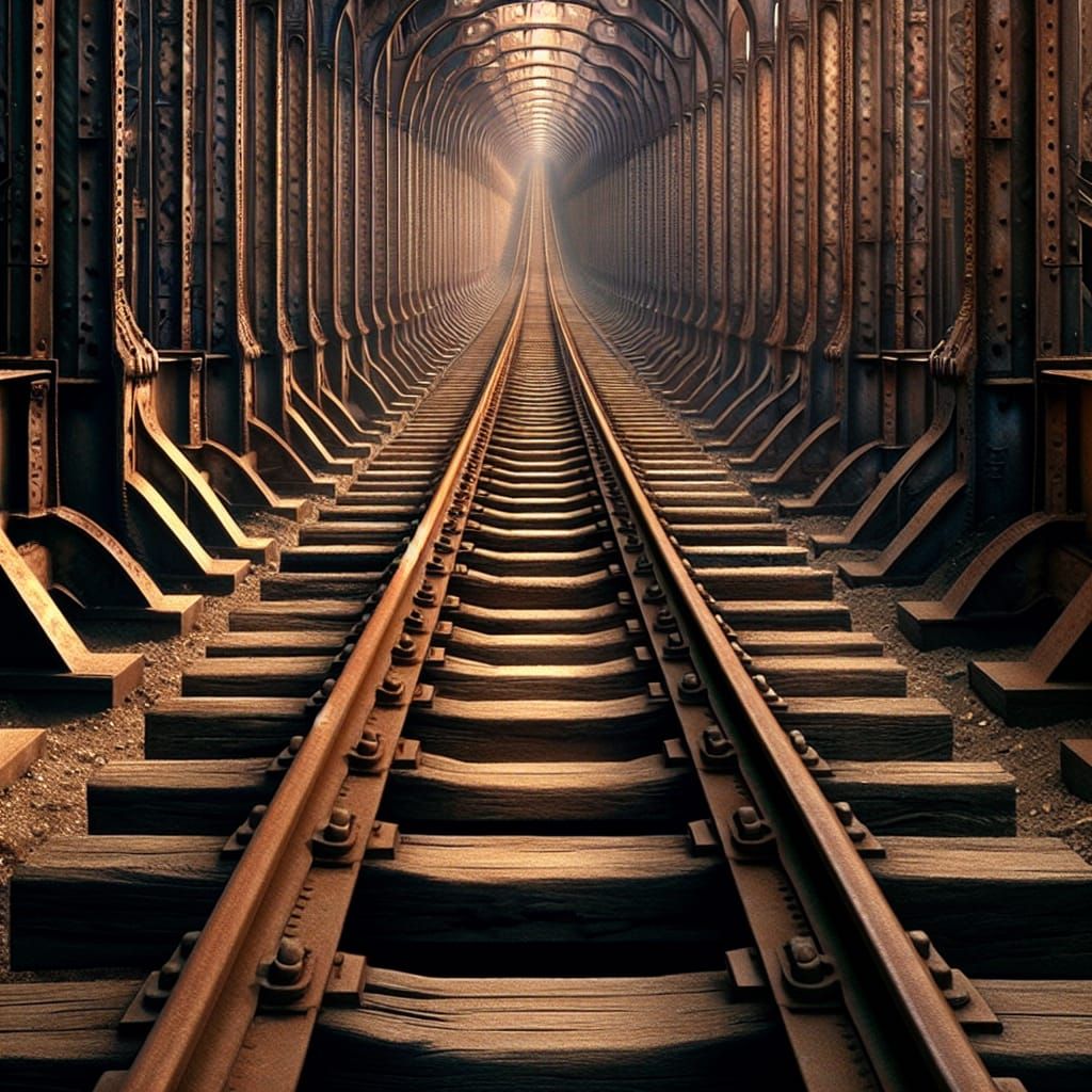 Ethereal Train Tracks Transcend into Celestial Staircase