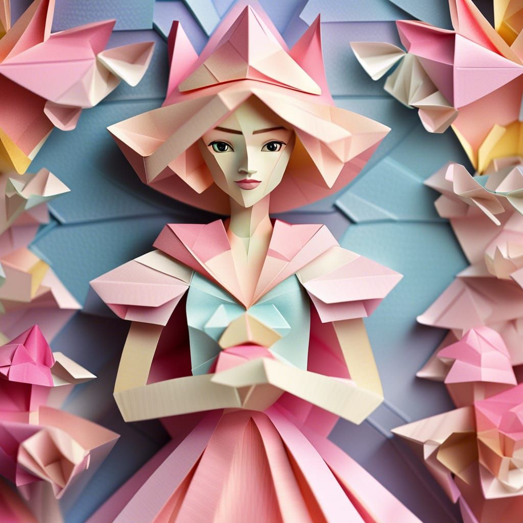 Origami Princess Papercraft in 8K Resolution