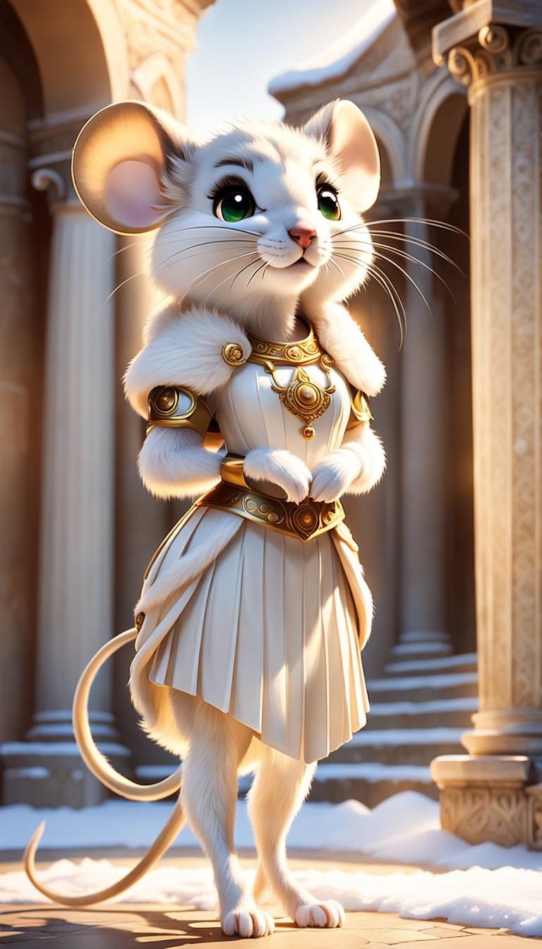 Mouse Girl in Roman Villa: Fauvist Oil Painting