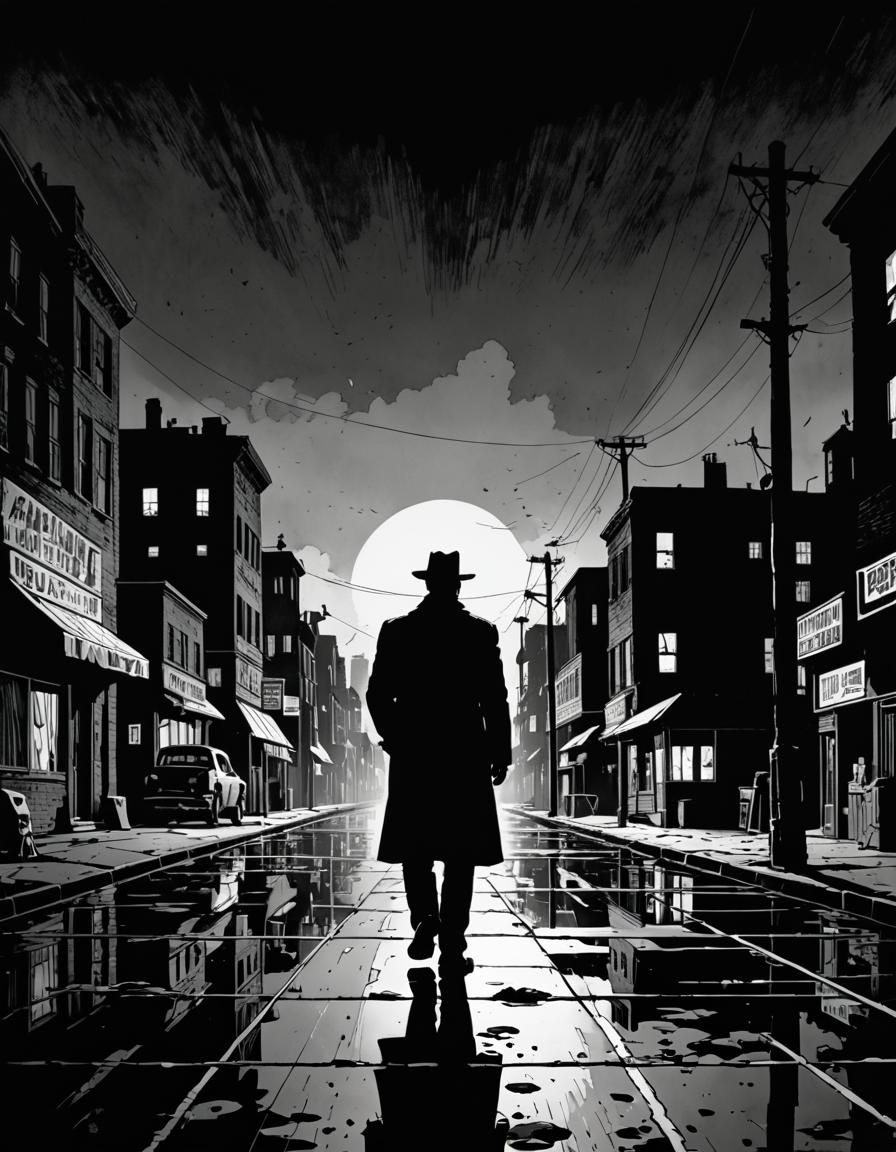 Comic Noir Silhouette in Expressionist Style
