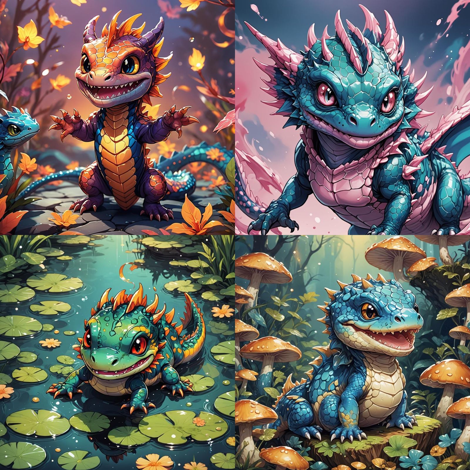 Chibi Dragon Salamander in Anime Style