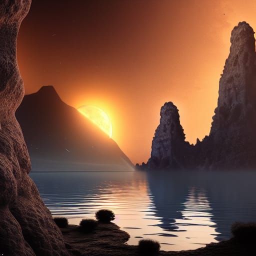 Mosquito in Amber at Dawn: Digital Matte Painting