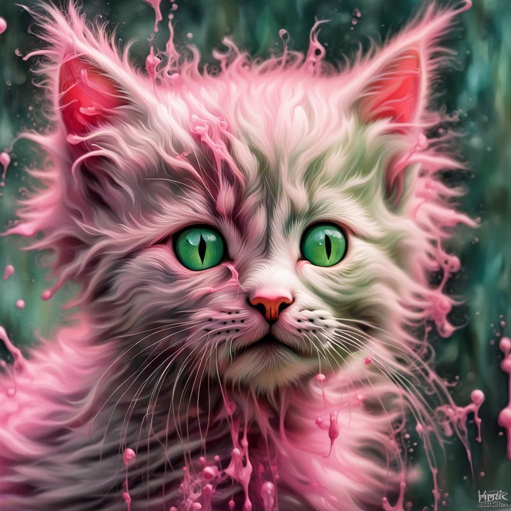 Hyperrealistic Kitten in Cyberpunk Graffiti Art Style