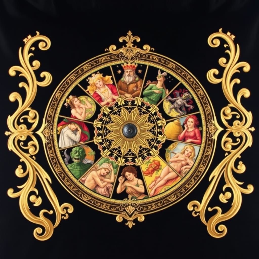 Medieval Wheel of Fortune Depicts Seven Deadly Sins in Vibra...