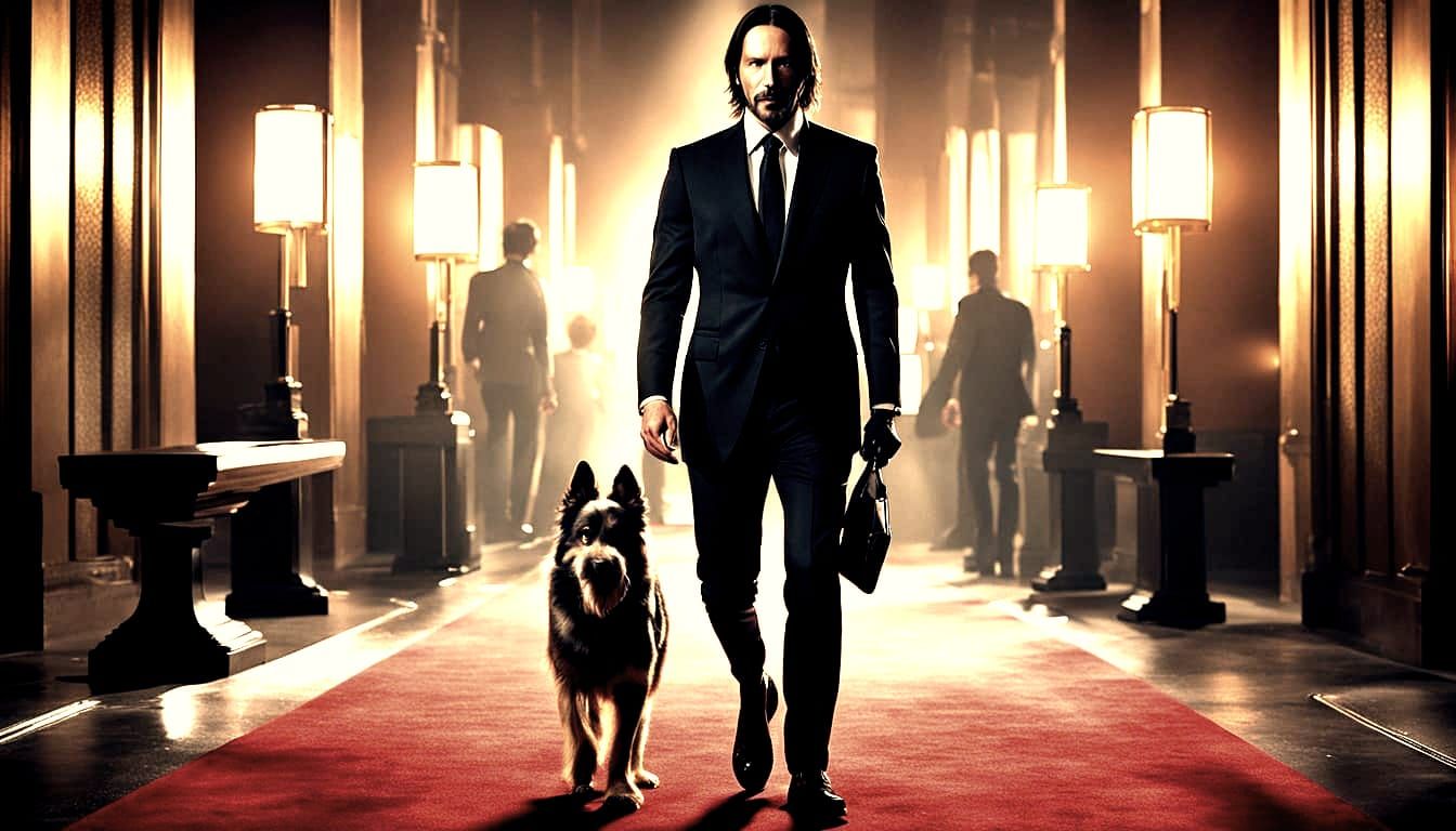 Action Star John Wick Walks the Red Carpet with Faithful Dog