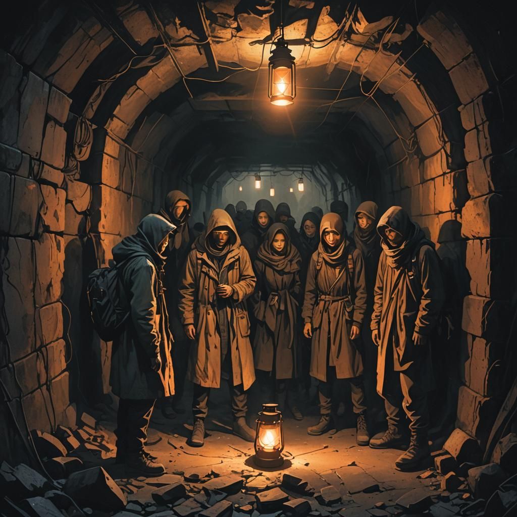 Dystopian Underground Shelter in Moody Chiaroscuro